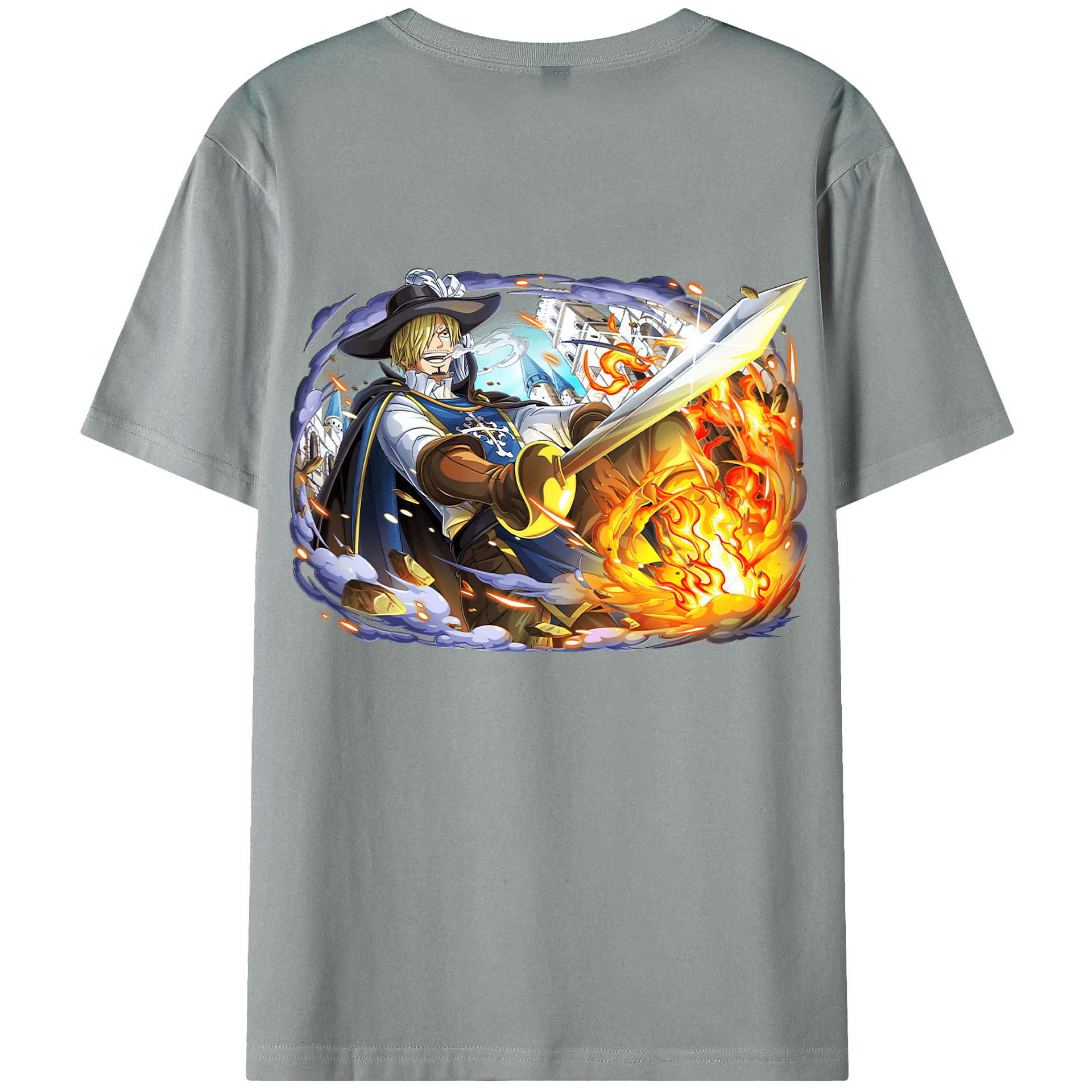 （画像用） ワンピース サンジ ONE PIECE Sanji 綿100％ メンズ半袖Tシャツ（バックプリント） 通気性